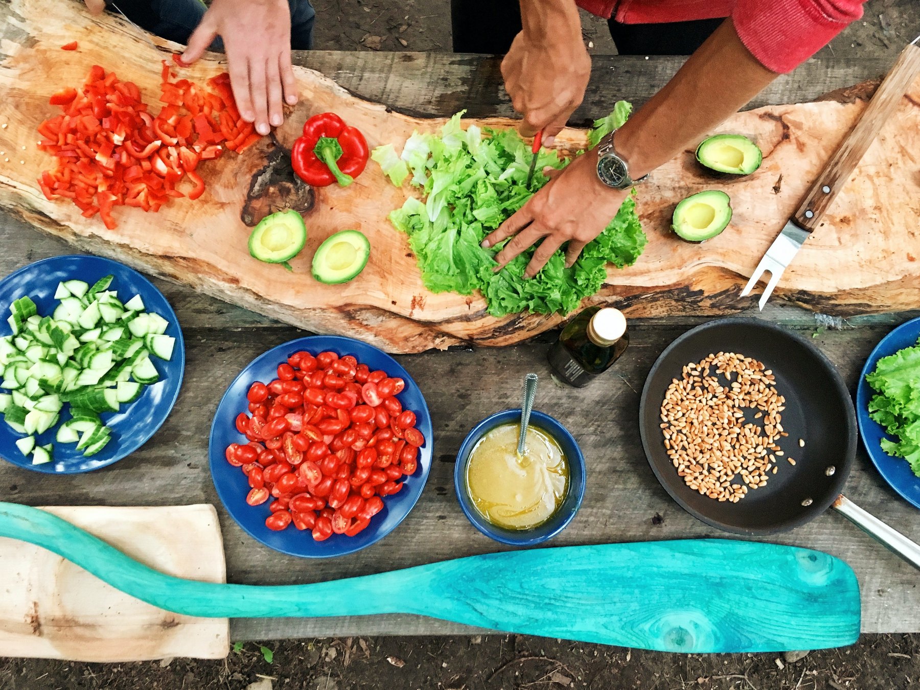Fresh vegetables laid out for an eat-Able cooking workshop